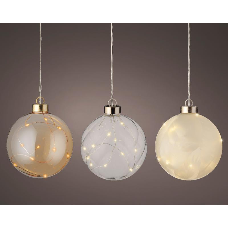 Christmas Hanging Orb Firefly With Led 3 Assorted