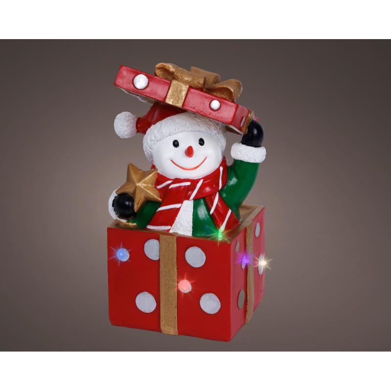 Christmas Snowman In Gift Battery Operated With Led