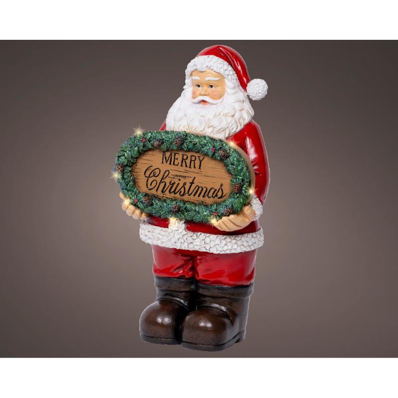 Christmas Santa With Wreath Battery Operated With Led