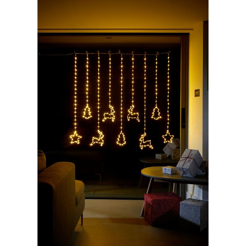 Three Kings Christmas Festive Curtain Warm White Lights