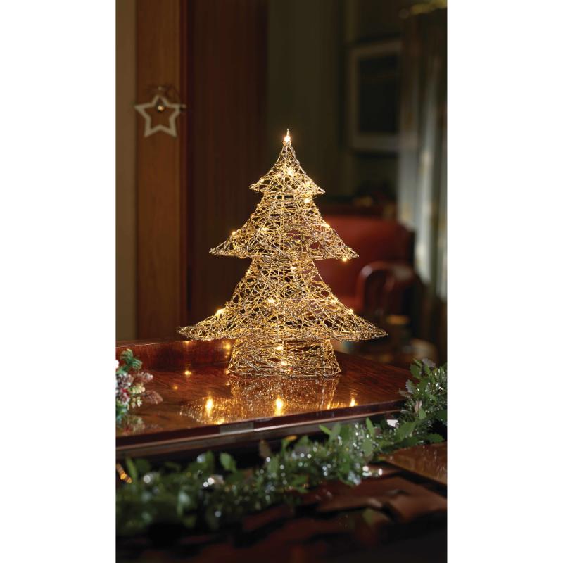 Three Kings Christmas Gold Weave Tree 40Cm With LED