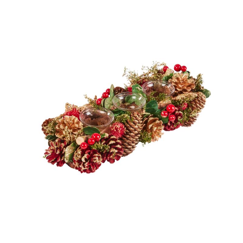 Three Kings Christmas Classic Pinecone Trio Candle Holder