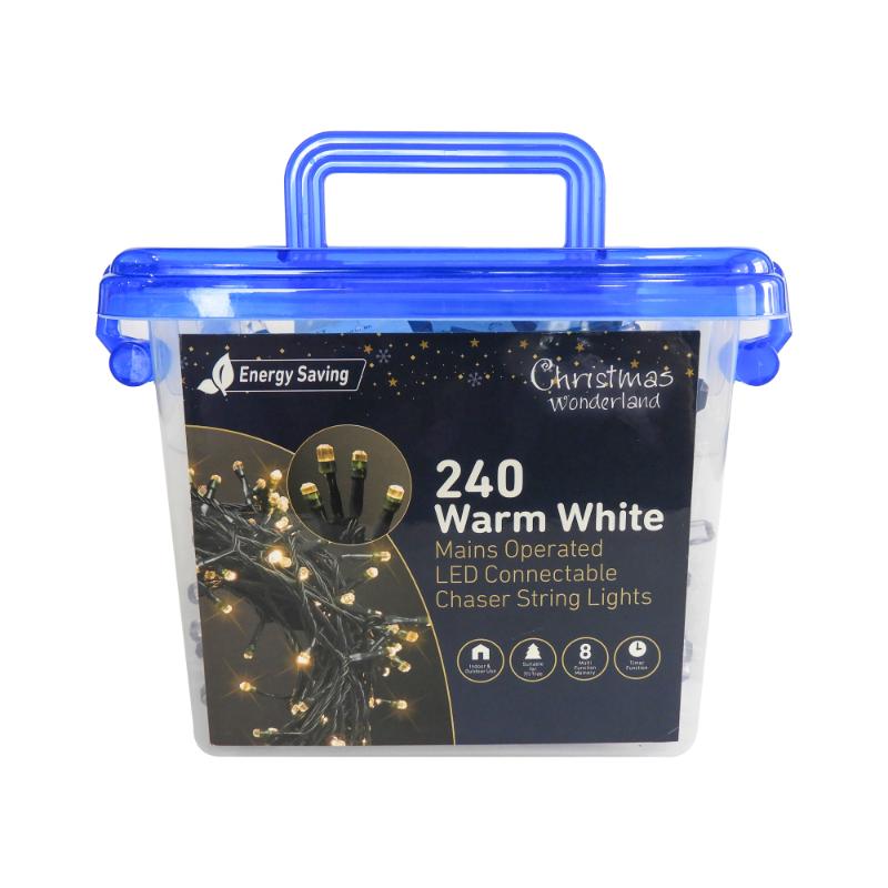 Christmas 240 LED Warm White Connectable Chaser String