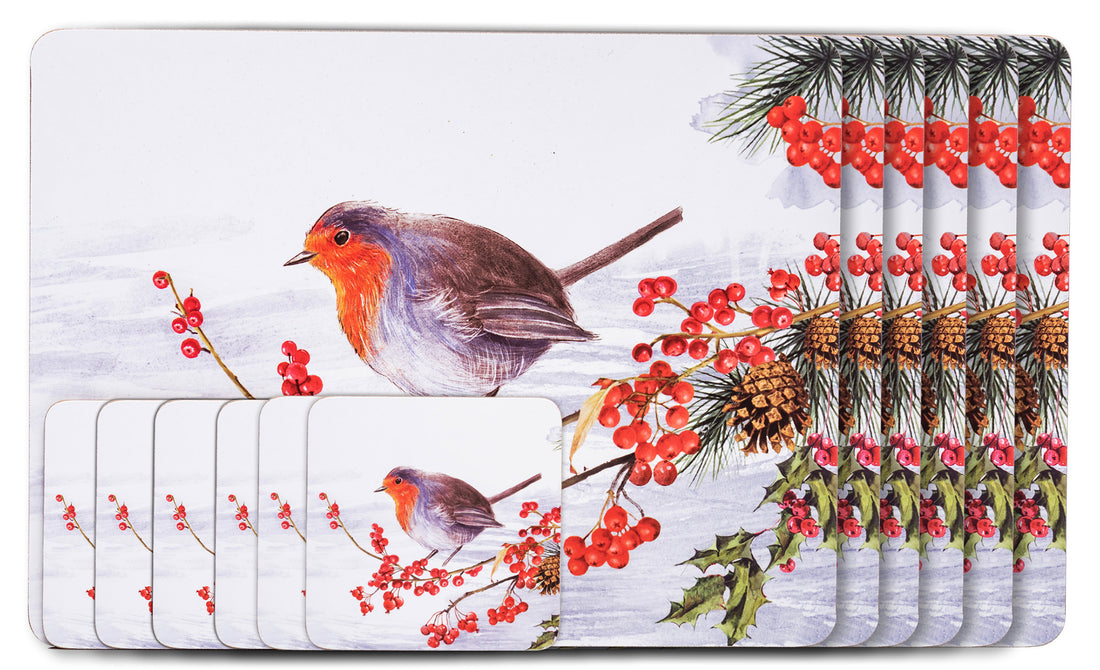 Newgrange Robin Placemat & Coaster 6 pce Setting