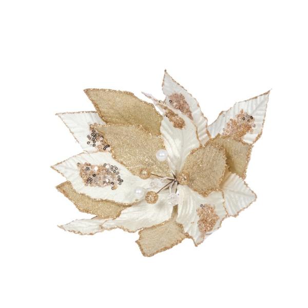 Three Kings Christmas Poinsettia Cream and Gold