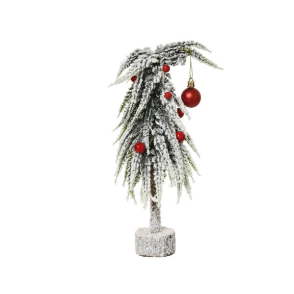 Christmas Snowy Tree Red baubles Mini 90cm