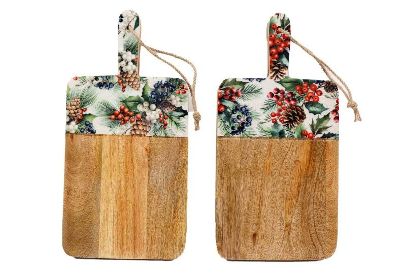 Christmas Berry Enamel Wooden Chopping Board 30cm 2 Assorted