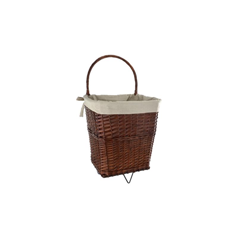 Natural Willow Large Firelog Cart with Canvas Liner