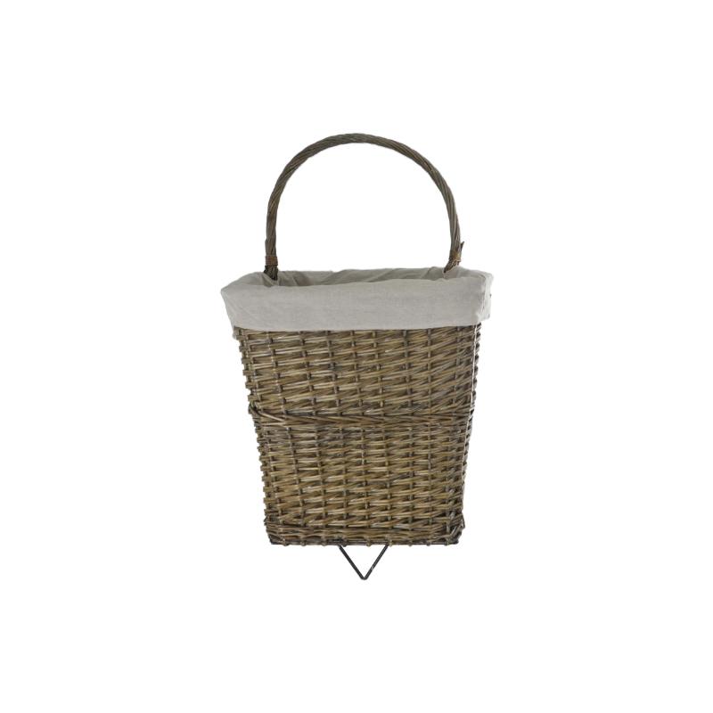 Natural Willow Large Firelog Cart with Canvas Liner, Grey