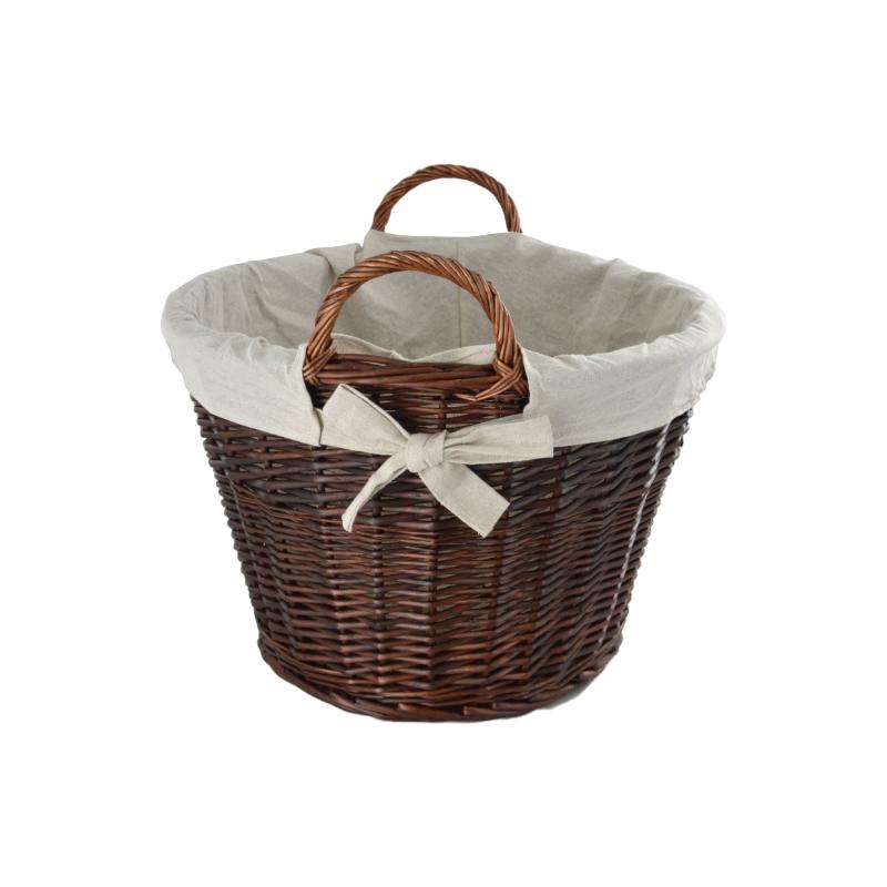 Natural Willow Round Basket with Canvas Liner