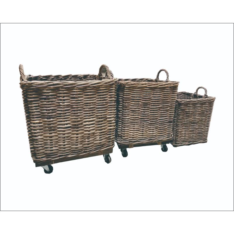 Premium KUBU Square Basket with Handles & Wheels (Dimensions - 43cm medium size)