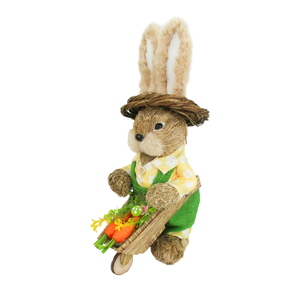 Easter Bunny With Cart Boy Green 33Cm