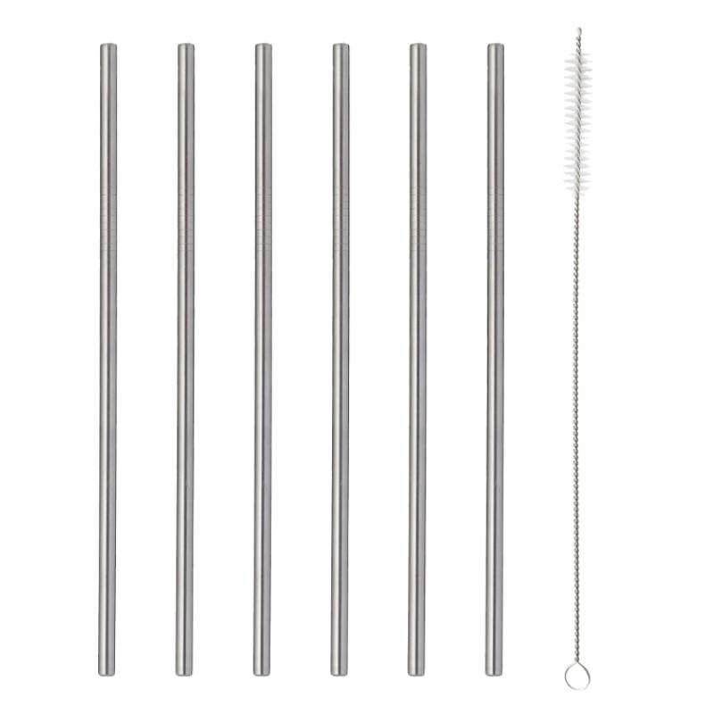 Viners Barware 6Pce Long Steel Drinking Straws G