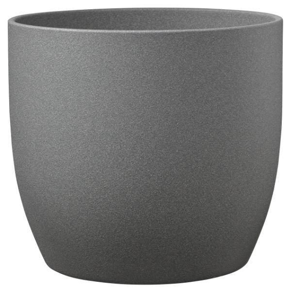 SK Indoor Pot Basel Stone Dark Gray Stone Effect D12Cm X H10Cm