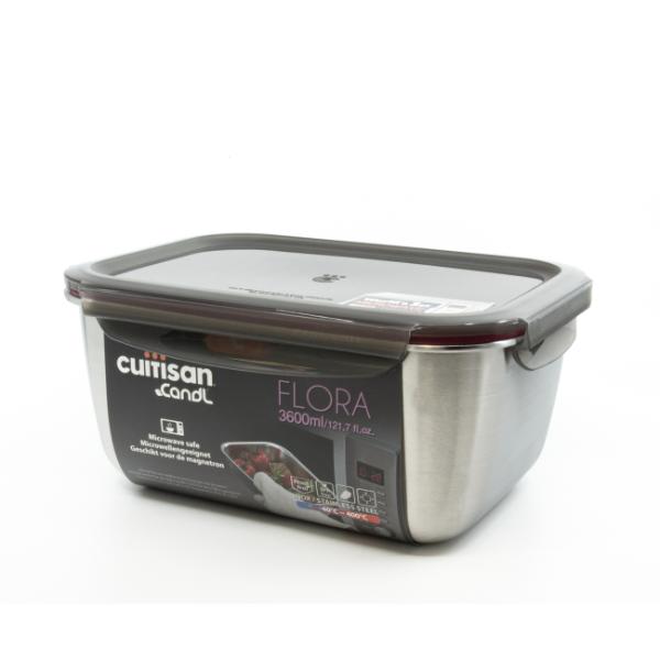Candl Cuitisan Flora Rectangular Stainless Steel Microwaveable Container 3600Ml