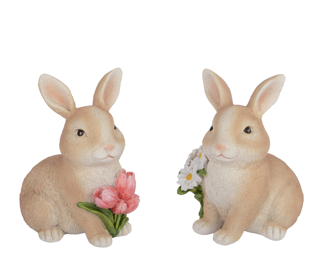 Easter Bunny Sitting With Flowers 2 Assorted