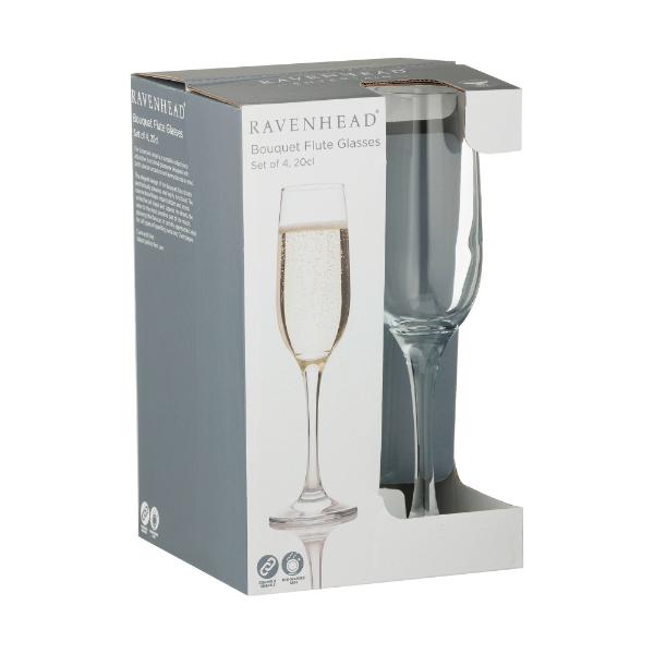 Bouquet Set Of 4 Flute Glasses 20cl