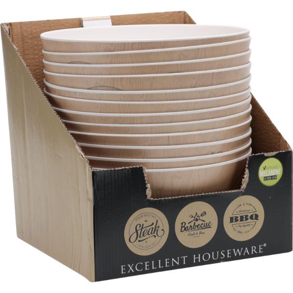 Melamine Large Serving Bowl 255X114mm In 3 Assorted Designs