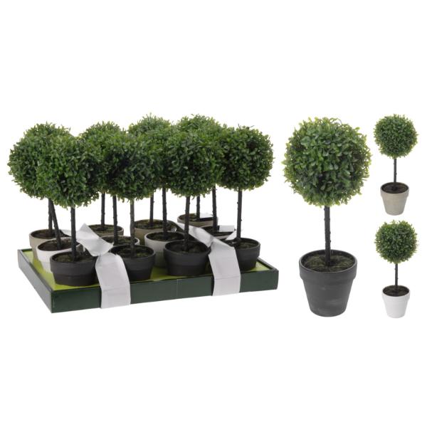 Buxus Ball Artificial Plant In Pot 160X160X400mm In 3 Assorted Colours
