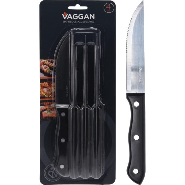 Set Of 4 25cm Steak Knives With Black Handle