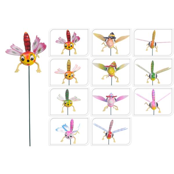 Butterfly Dragonfly And Bee Assotred Garden Decoration On Metal Stick 3 Assorted