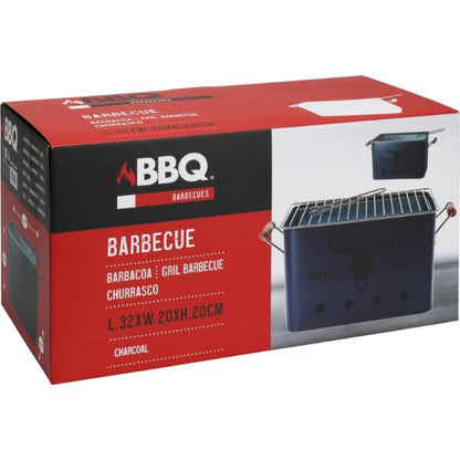 Portable Charcoal Grill In Matt Blue With Wooden Grips