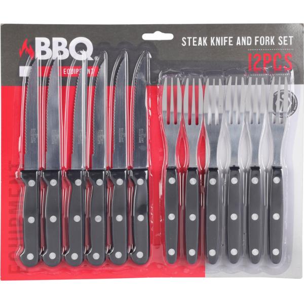 BBQ 12 Piece Steak Knife And Fork Set