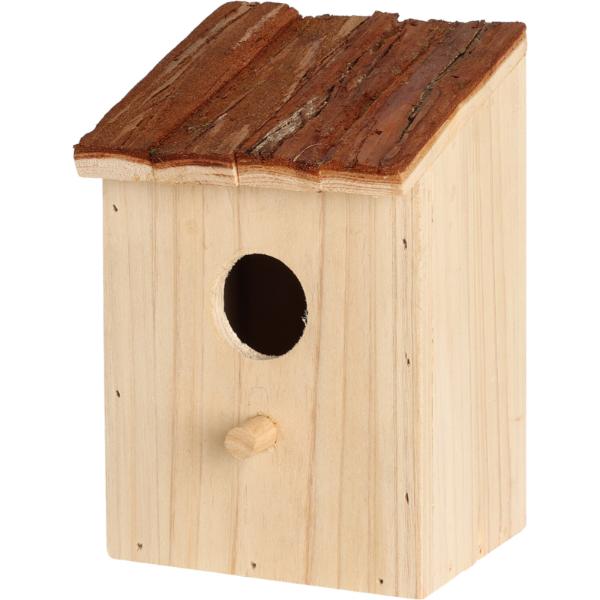 Birdhouse with Bark Roof &amp; Natural Firewood Body 10X10X15cm