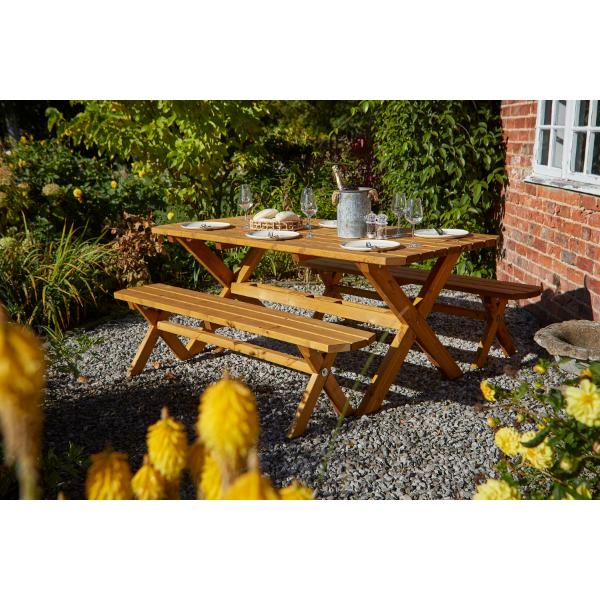 Tom Chambers Welburn 6-Seater Wooden Table and Bench Set