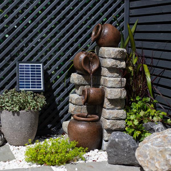Cotswold Pours Solar Waterfall Fountain with LEDS