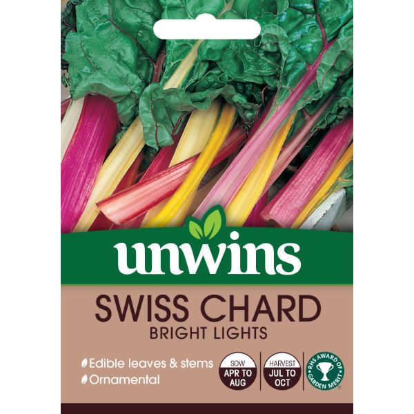 Unwins Seed Packet Swiss Chard Bright Lights