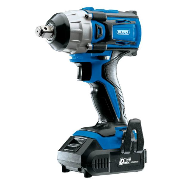 Draper D20/20V 1/2"" Mid-Torque Impact Wrench + 2 Batteries & Charger