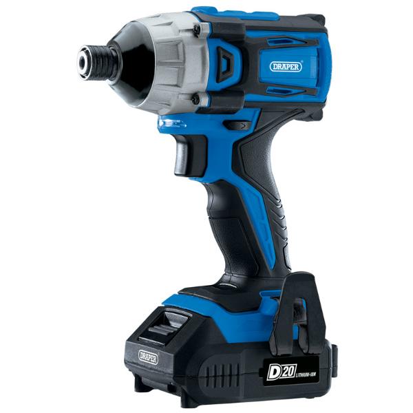 Draper D20/20V 1/4"" Impact Drive + 2 Batteries & Charger