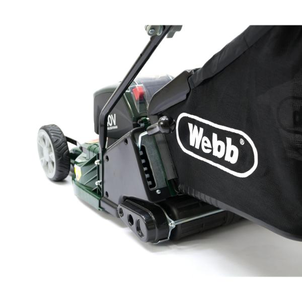 Webb 43cm (17&quot;) Push Cordless 40V Petrol Rear Roller Rotary Lawnmower (1 x 4AH Battery &amp; Charger)