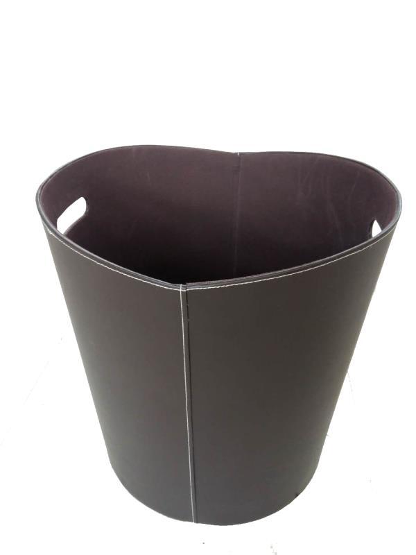 Oval Faux Leather Log Holder Grey Large