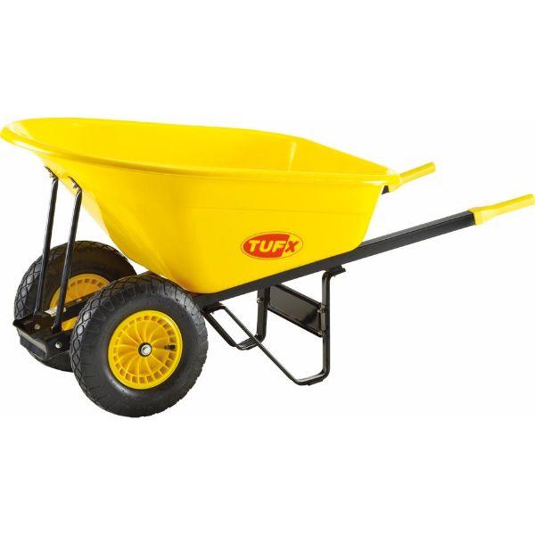 TUFX YELLOW 150L TWIN WHEELBARROW