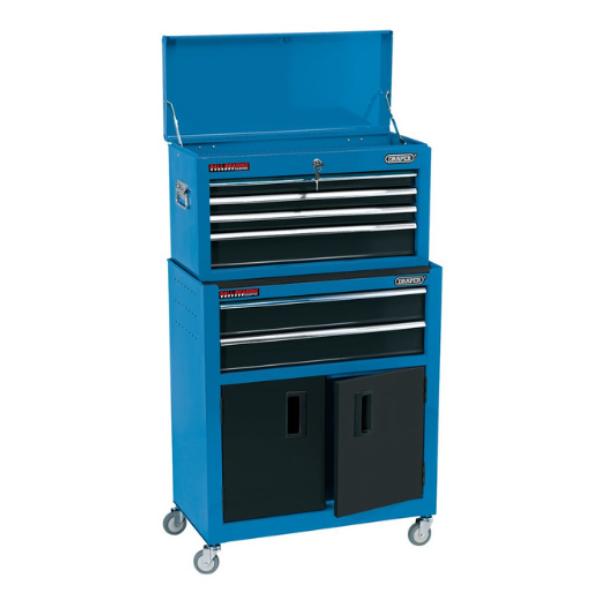 Draper Blue Combined Roller Cabinet and Tool Chest, 6 Drawer, 24"