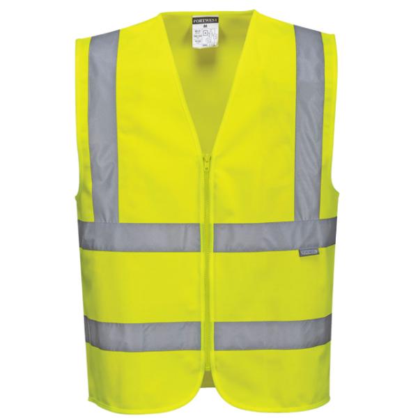 Portwest Hi-Vis Zipped Band & Brace Vest Yellow