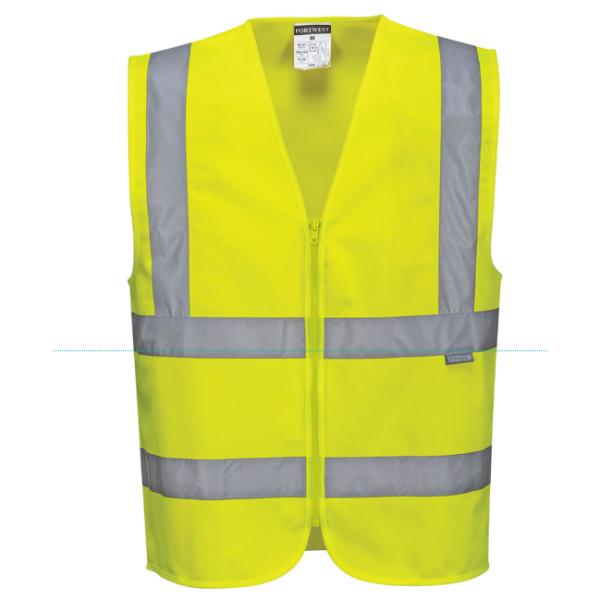 Portwest Hi-Vis Zipped Band & Brace Vest Yellow