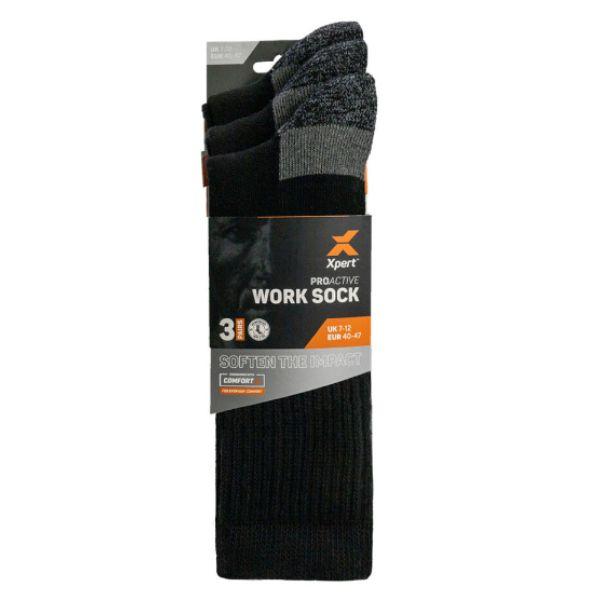 Xpert Pro Active Work Sock 3 Pack Black