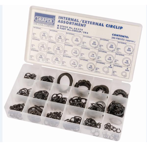Draper Internal and External Circlip Assortment (285 Piece)