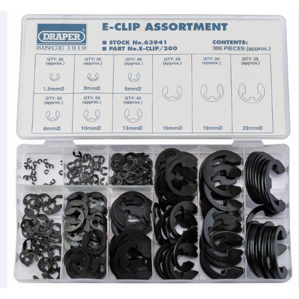 Draper E-Clip Assortment (300 Piece)