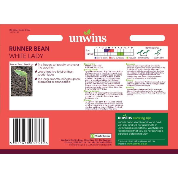 Unwins Seed Packet Runner Bean White Lady