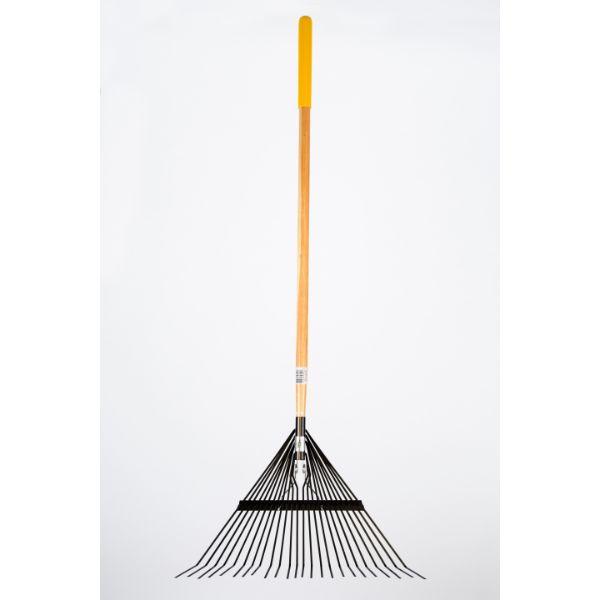 True Temper Steel Leaf Rake 24T Flat Tines Long Wood Handle