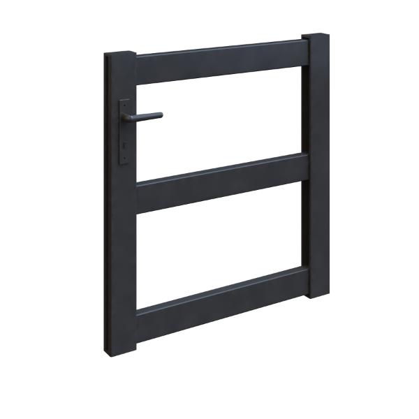 Satus Fence Post & Rail Single Aluminium Gate 960mm X 1009mm Matt Black