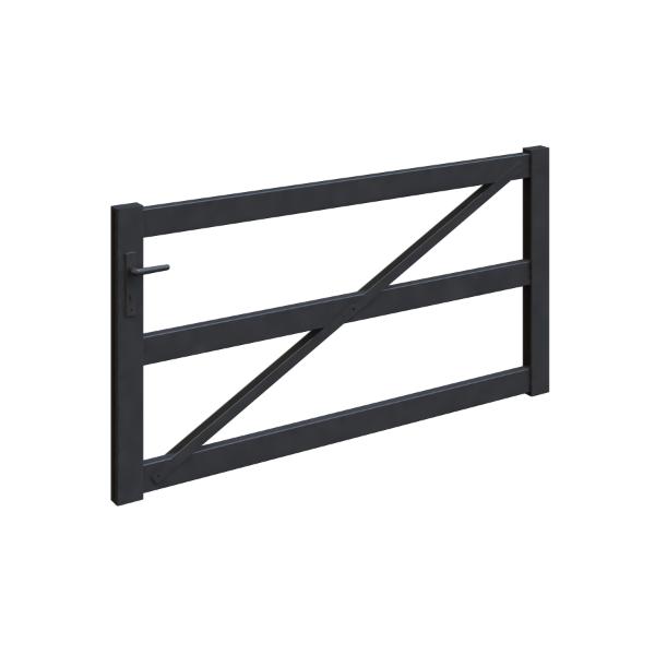 Satus Fence Post & Rail Single Aluminium Gate 1960mm X 1009mm Matt Black