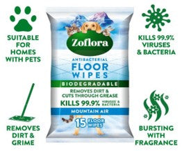 Zoflora Mountain Air Pet Floor Wipes
