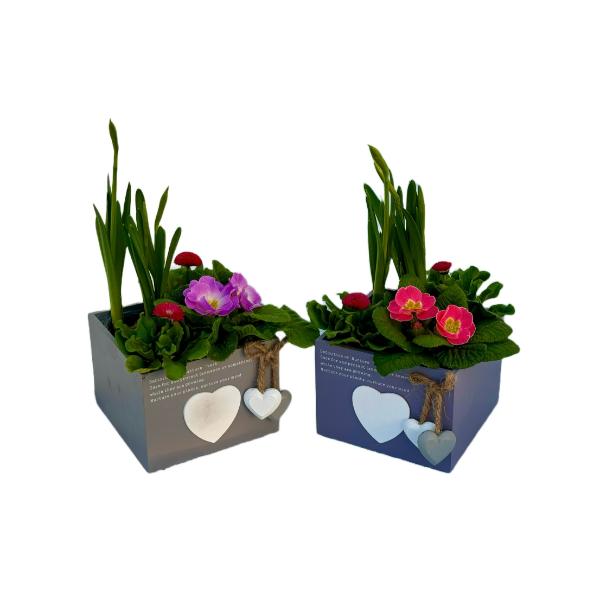 Mothers Day Planter - Square Wood Planter with Heart