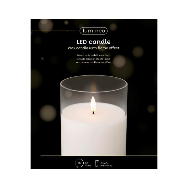 Candle LED in Clear Glass 13cm