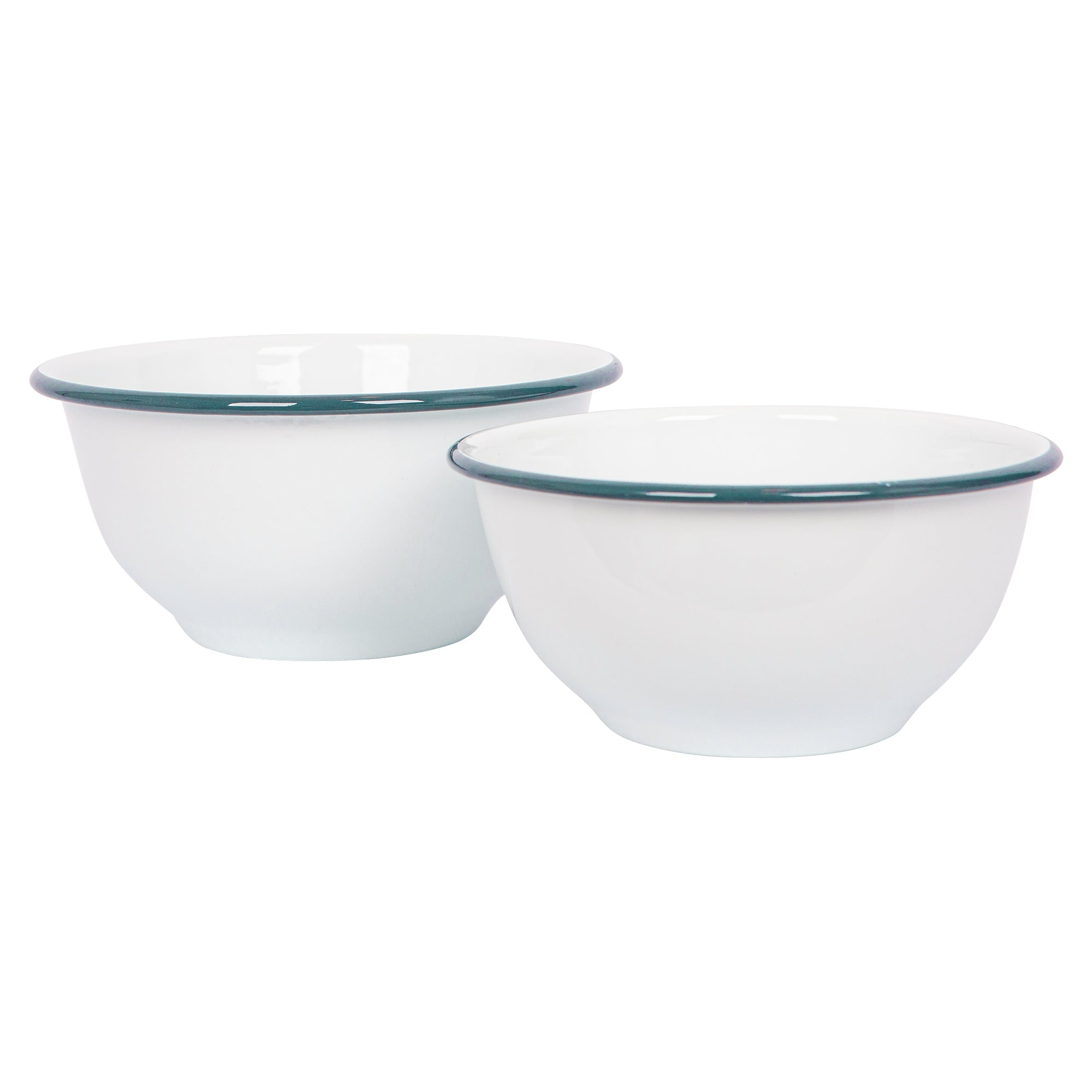Argon Enamel Bowl Set of 2
- White/Green